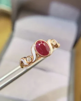 Natural Ruby Wave Accent Ring