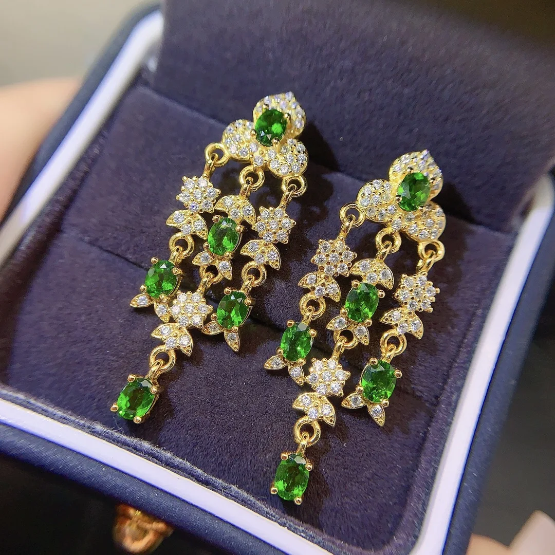 Natural Diopside Rose Stud Earrings - view 1