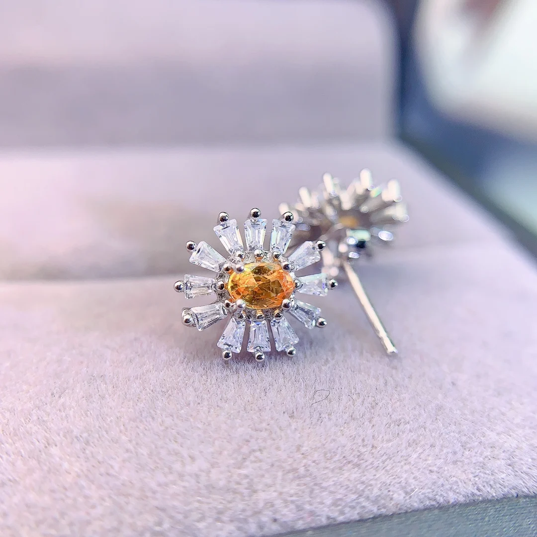 Natural Sapphire Yellow Stud Earrings - view 1