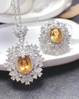 Natural Citrine Flower Jewelry Set