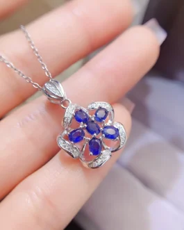 Natural Sapphire Flower Pendant