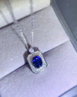 Natural Sapphire Square Pendant