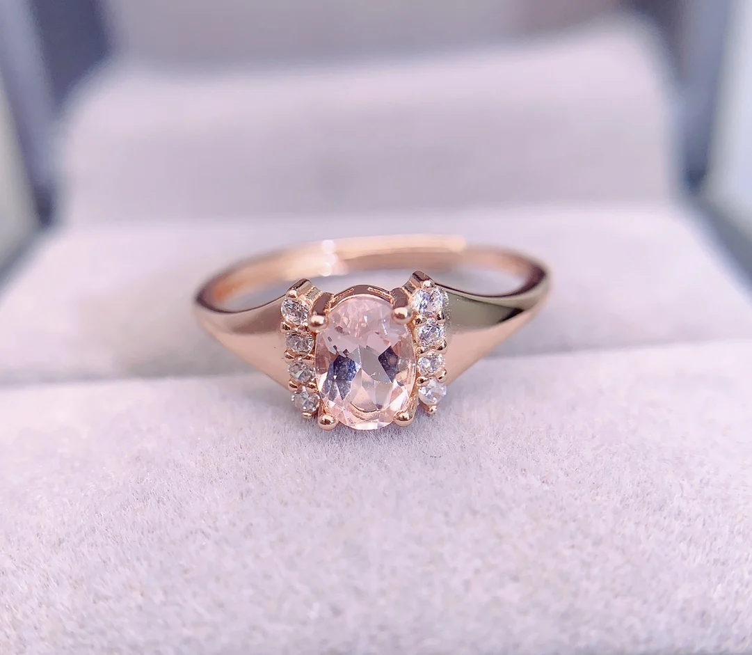 Natural Morganite Classic Oval Ring - view 5