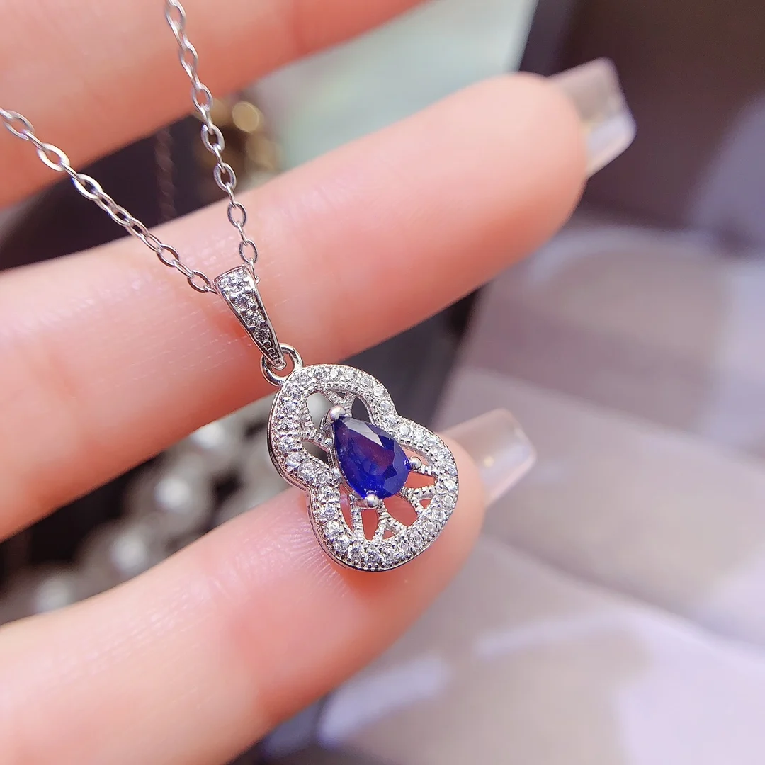 Natural Sapphire Gourd Pendant - view 1