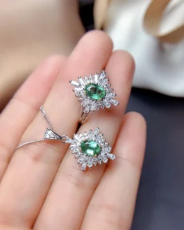 Natural Emerald Vintage Jewelry Set