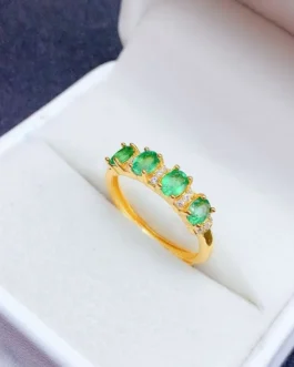 Natural Emerald Five Stone Band
