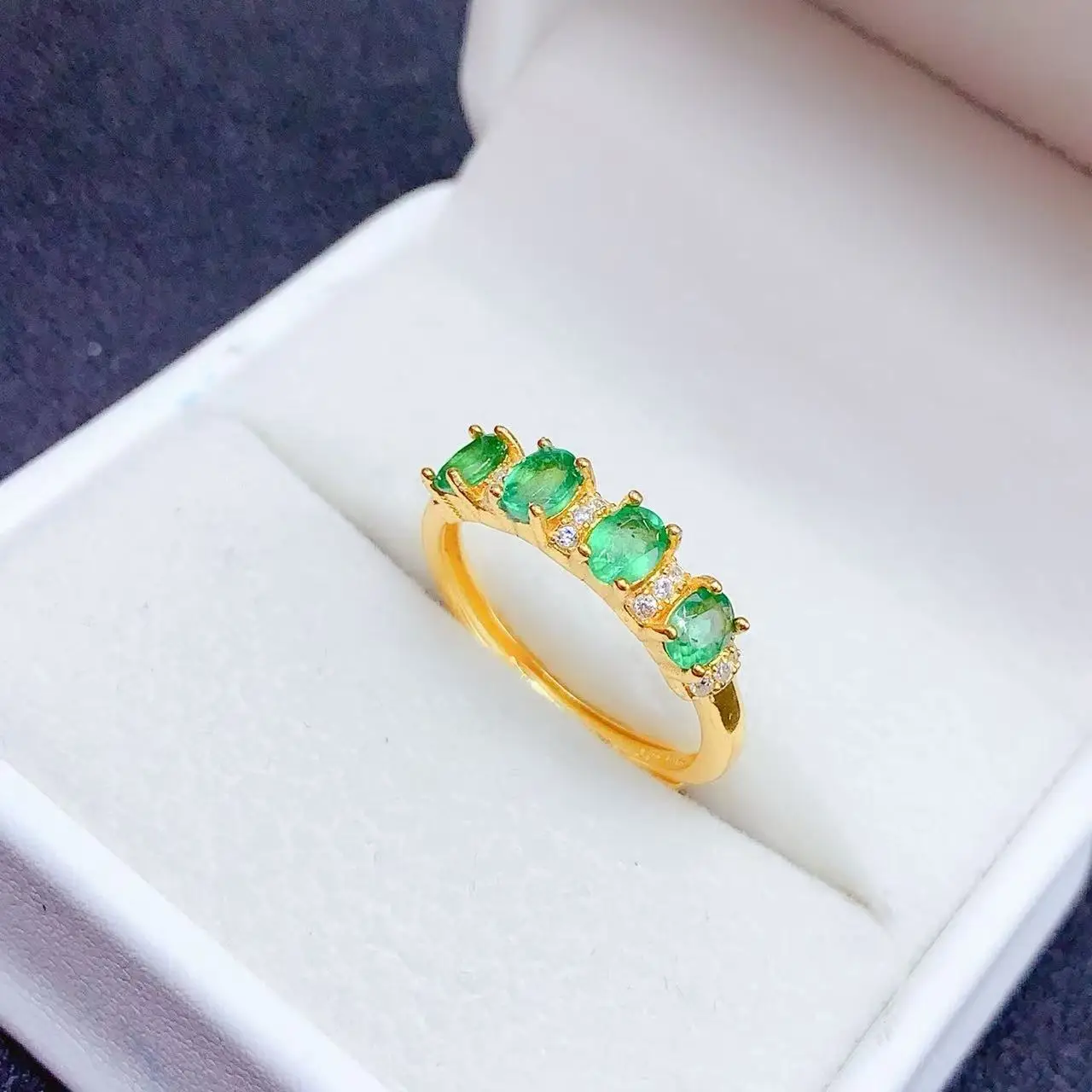 Natural Emerald Five Stone Band - view 2