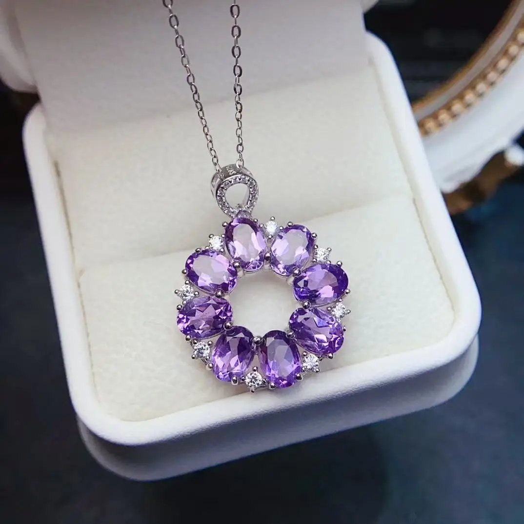 Natural Amethyst Wreath Pendant Necklace - view 1