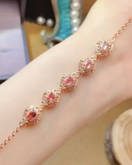 Natural Tourmaline Pear Link Bracelet