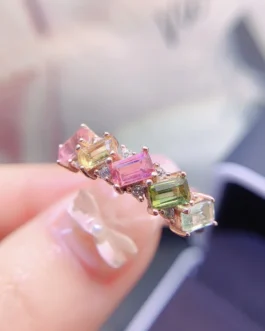 Natural Tourmaline Emerald Cut Ring