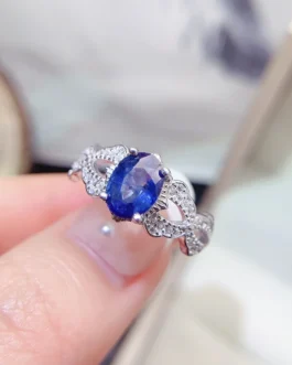 Natural Sapphire Crossover Pavé Ring