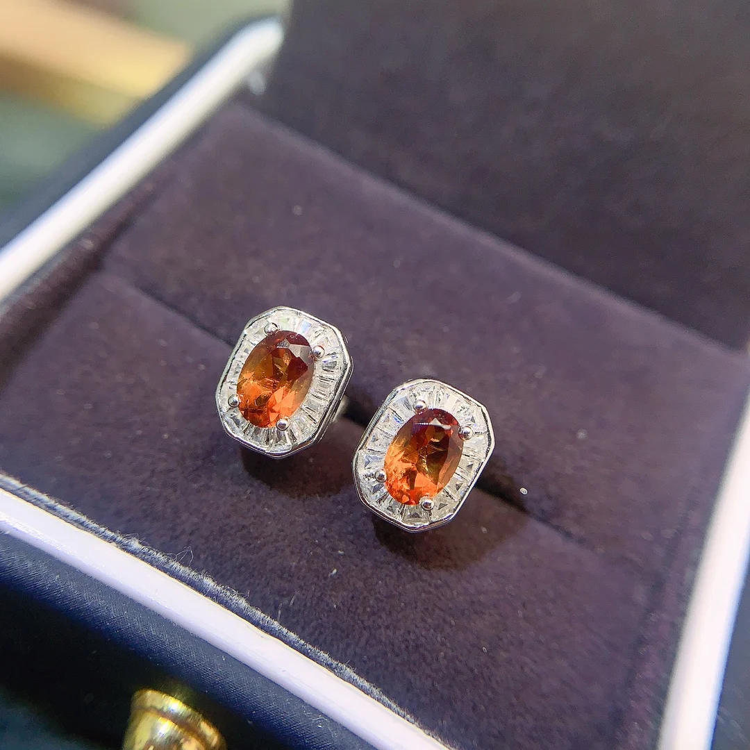 Natural Citrine Halo Stud Earrings - view 3