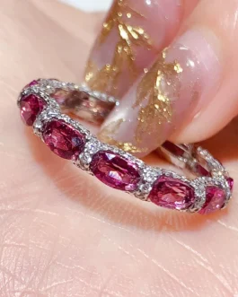 Natural Gemstone Oval Eternity Ring