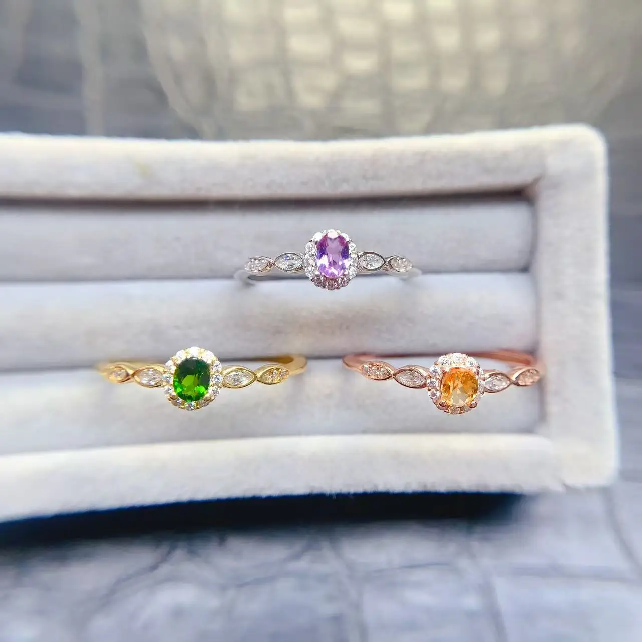Natural Gemstone Trio Colour Ring - view 1