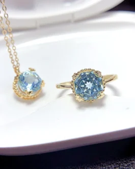 Natural Topaz Flower Jewelry Set