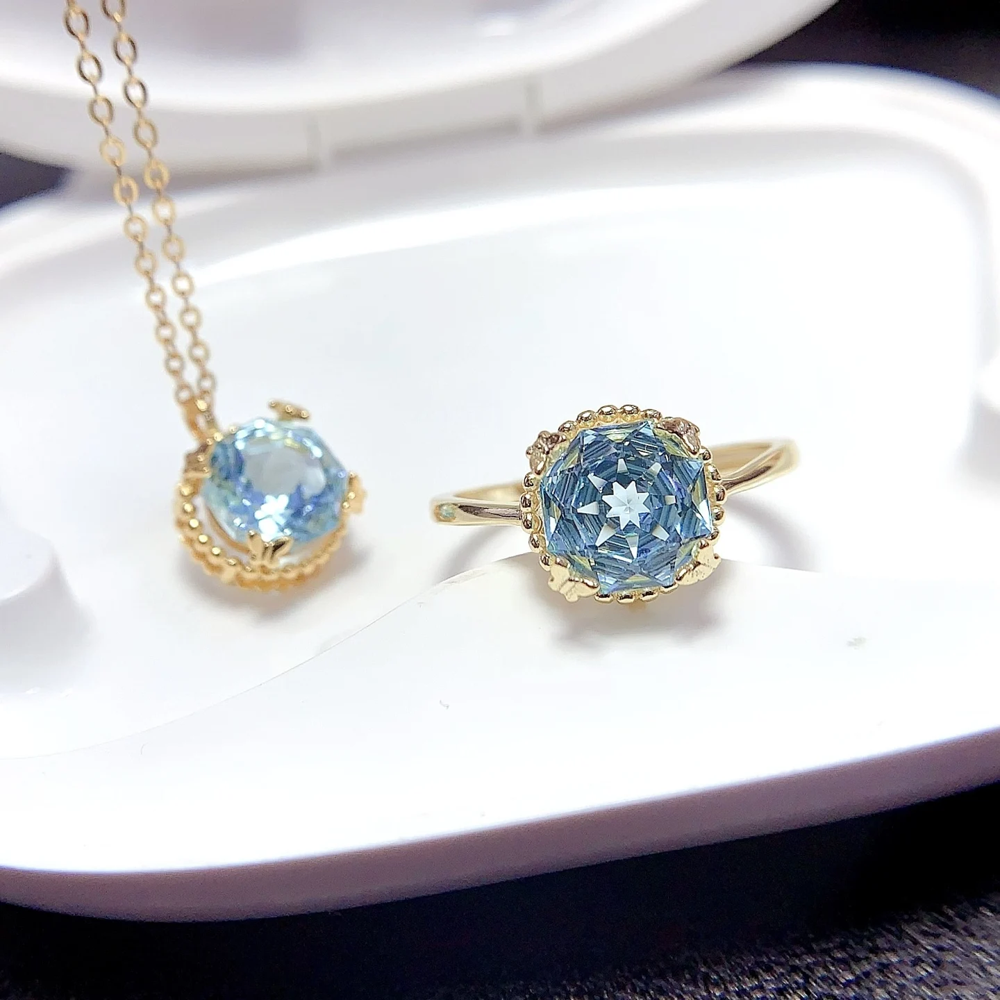 Natural Topaz Flower Jewelry Set - view 1