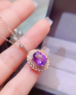 Natural Amethyst Petite Oval Pendant