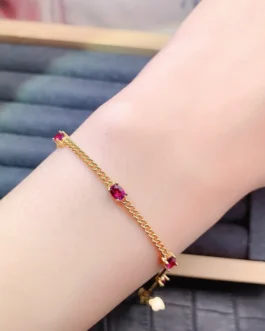 Natural Garnet Radiant Bracelet