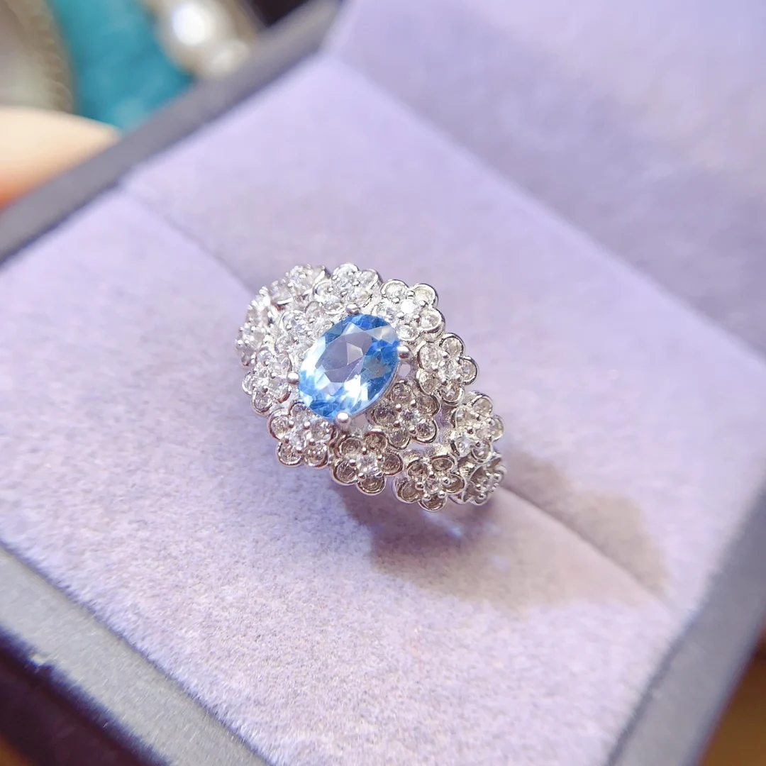 Natural Topaz Wide Cluster Ring - view 4