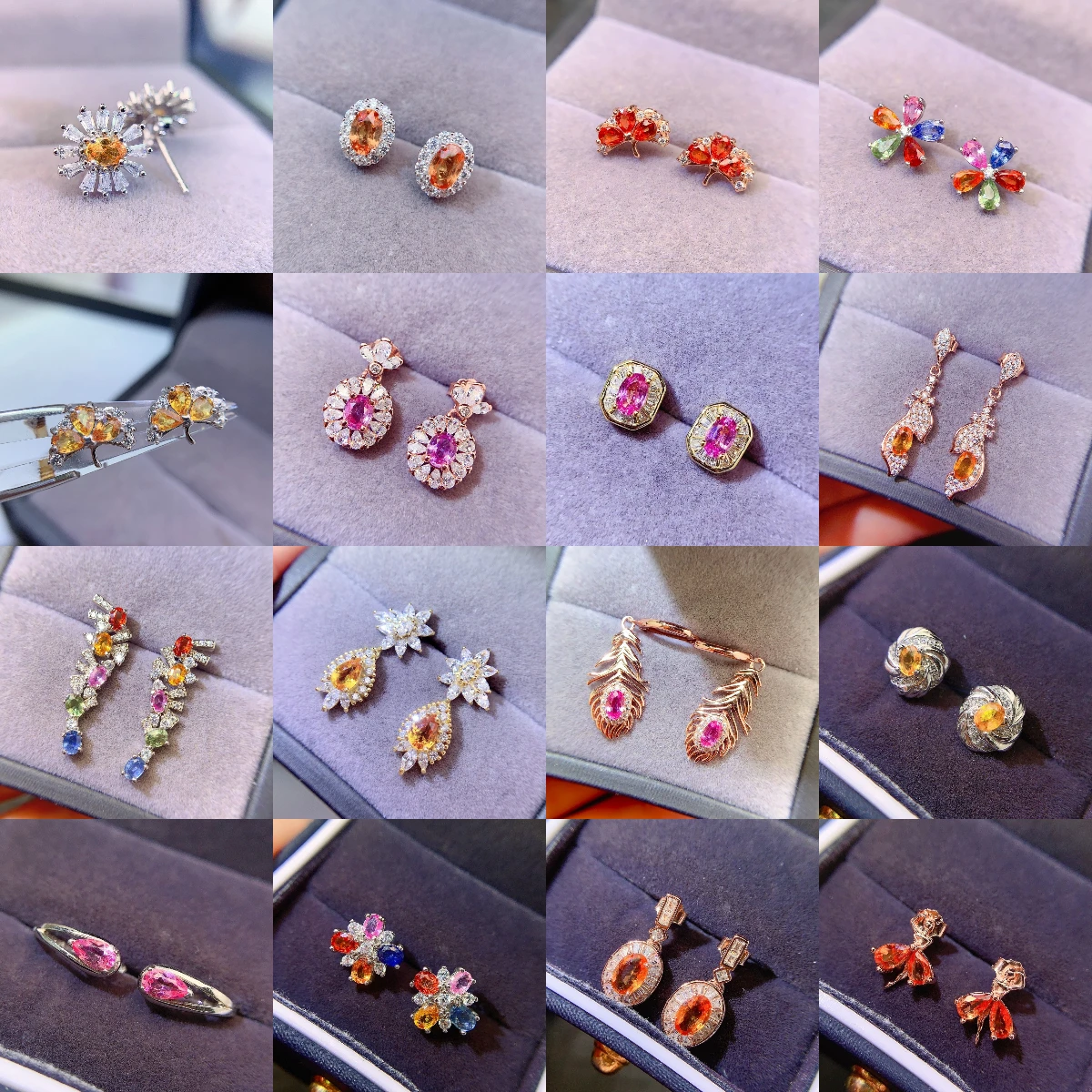 Natural Sapphire Pink Stud Earrings - view 4