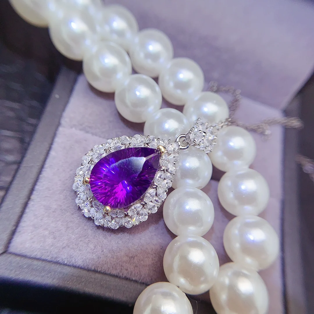 Natural Amethyst Teardrop Pendant - view 5