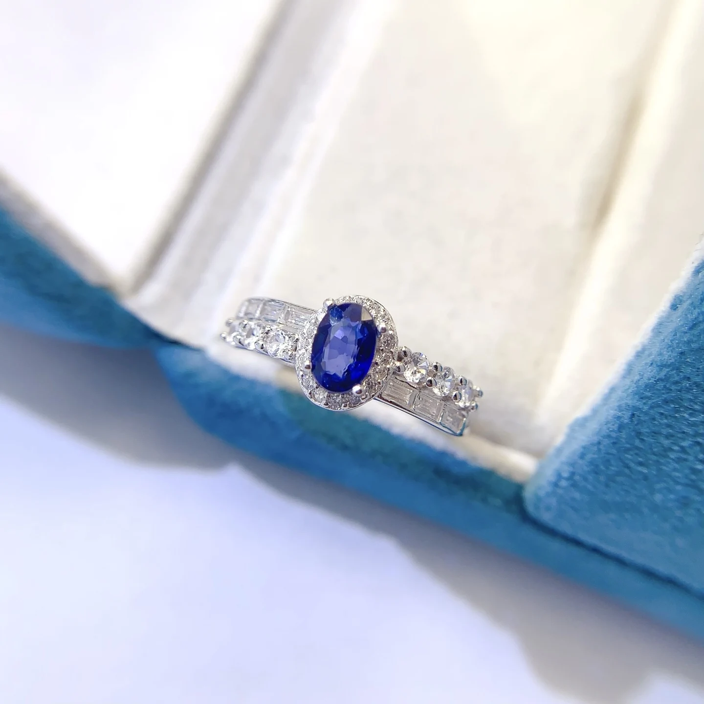 Natural Sapphire Wide Band Ring - view 1