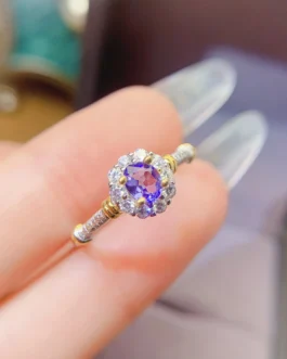 Natural Tanzanite Slim Oval Ring