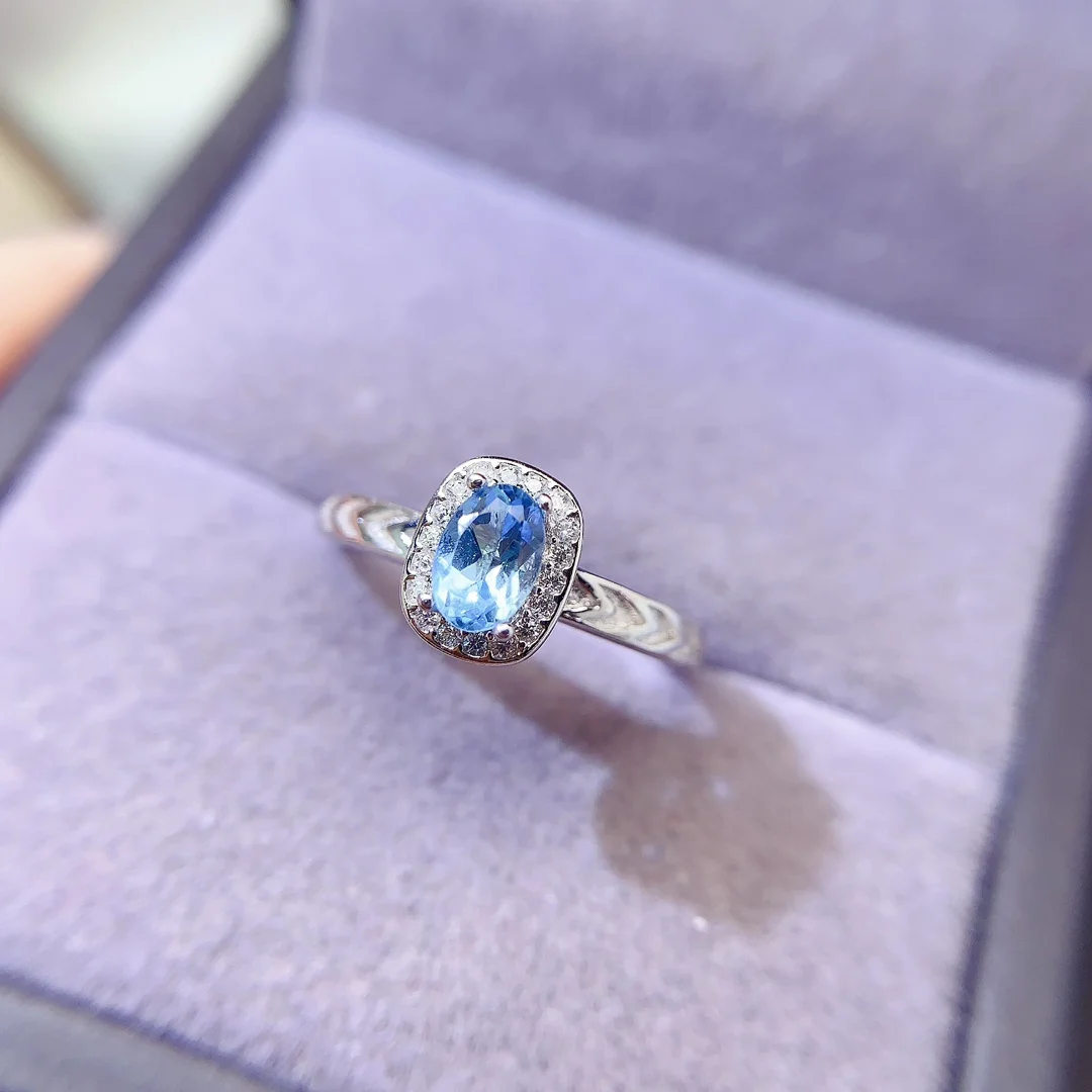 Natural Topaz Classic Halo Ring - view 5