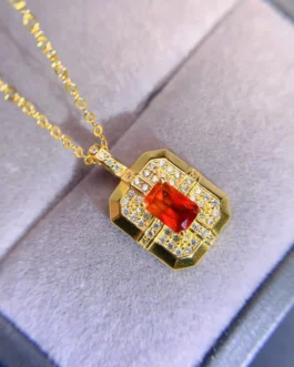 Natural Garnet Square Pendant