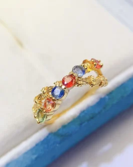 Natural Sapphire Gold Tone Ring