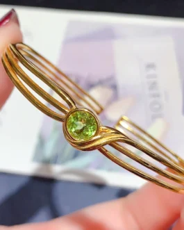 Natural Peridot Adjustable Bangle