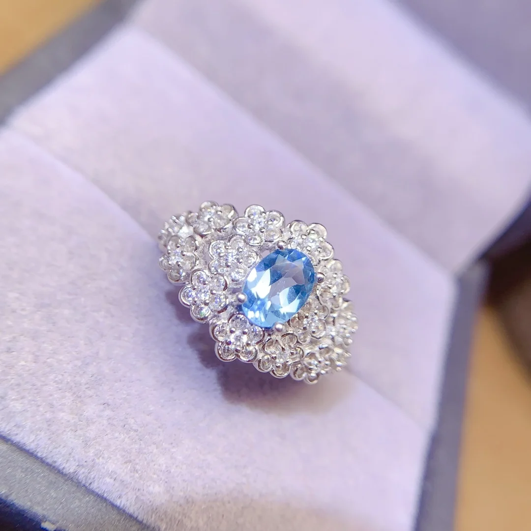 Natural Topaz Wide Cluster Ring - view 3