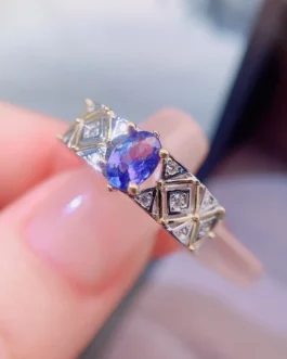 Natural Tanzanite Sapphire Lattice Ring