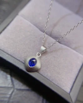 Natural Sapphire Drop Pendant Necklace