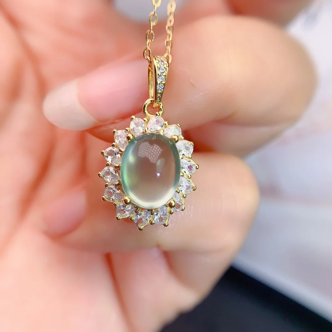 Natural Prehnite Sunburst Pendant - view 3