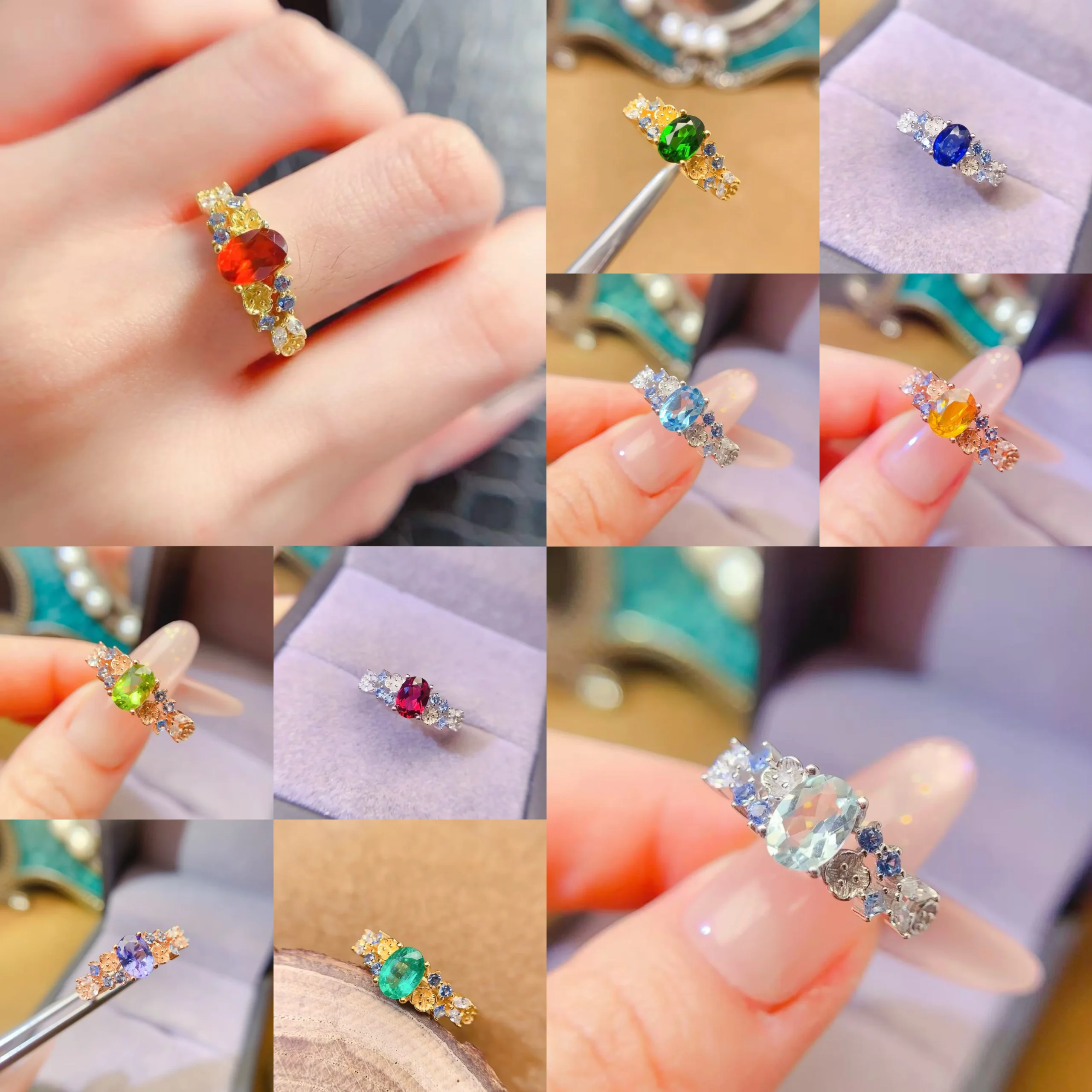 Natural Aquamarine Pear Minimal Ring - view 5
