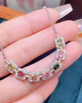 Natural Tourmaline Rectangle Line Bracelet