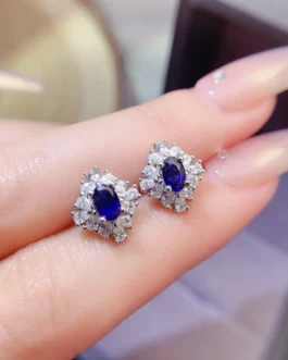Natural Sapphire Bloom Stud Earrings