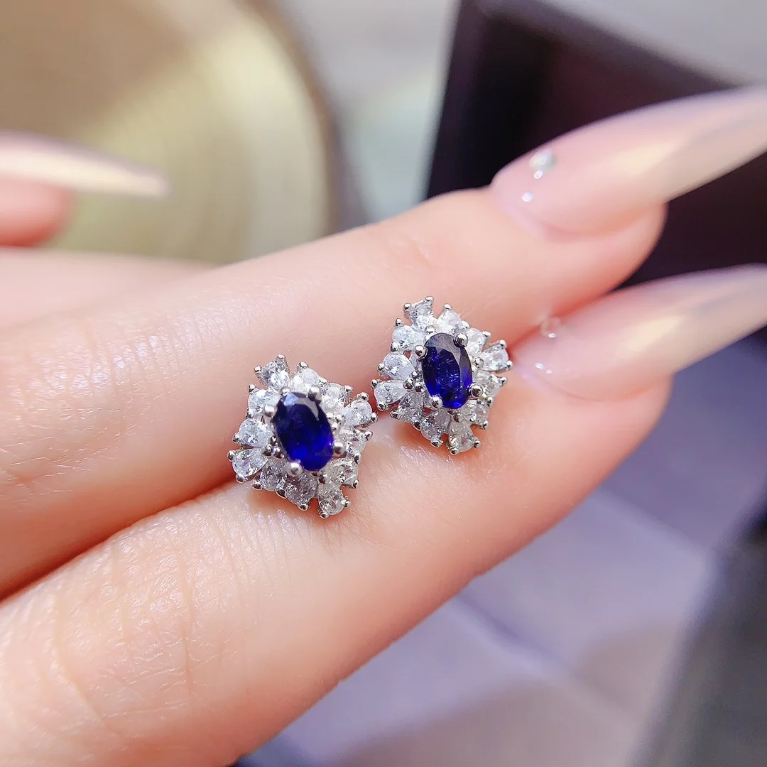 Natural Sapphire Bloom Stud Earrings - view 1