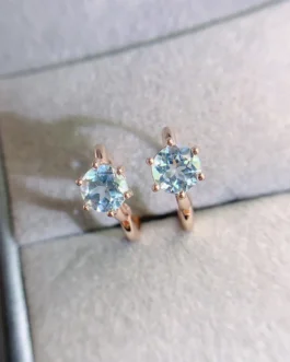 Natural Topaz Round Stud Earrings