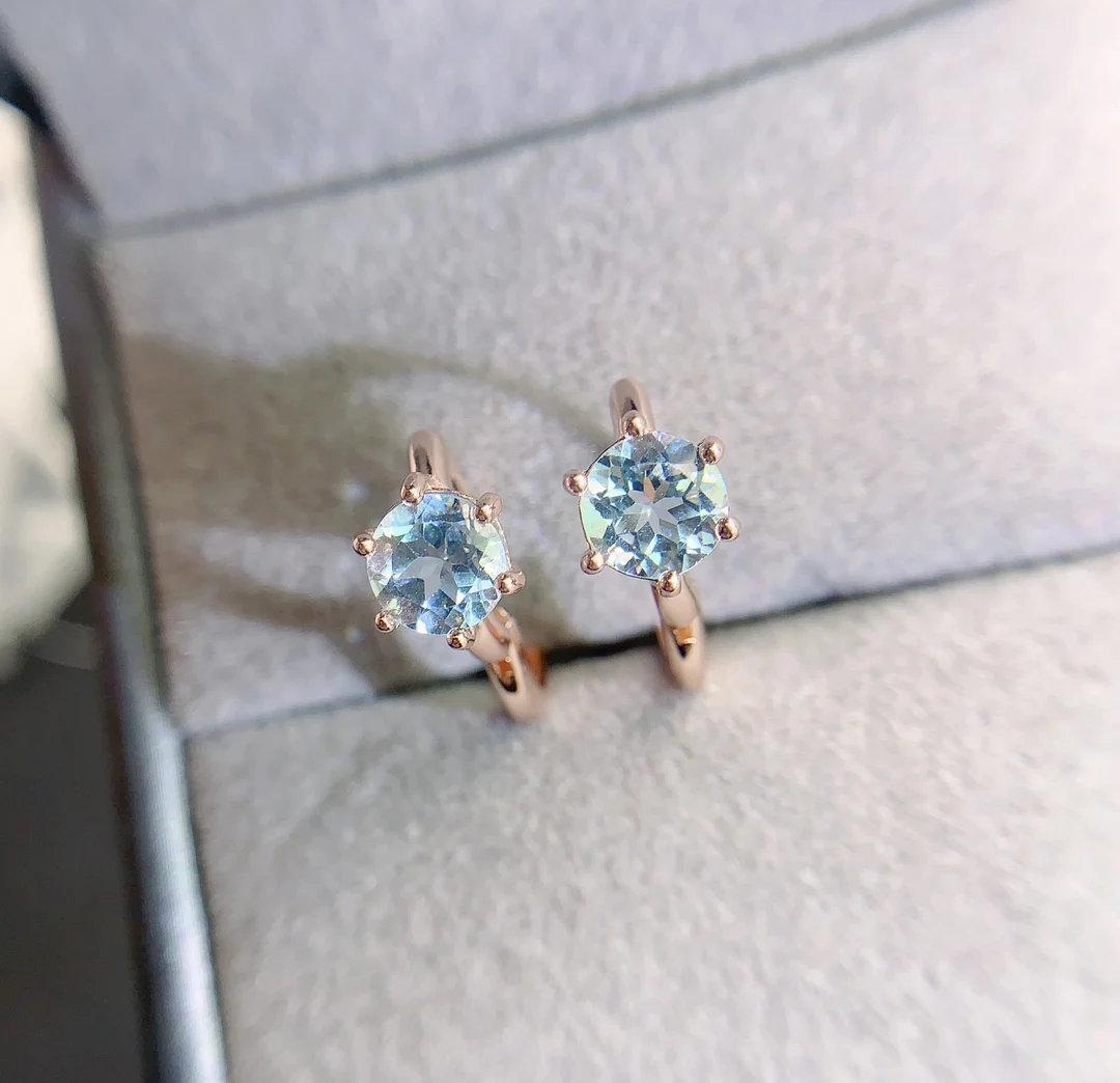 Natural Topaz Round Stud Earrings - view 1