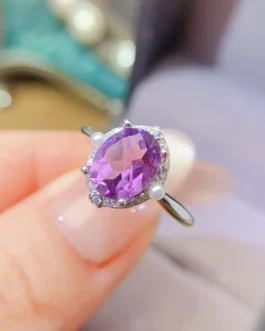 Natural Amethyst Designer Oval Ring