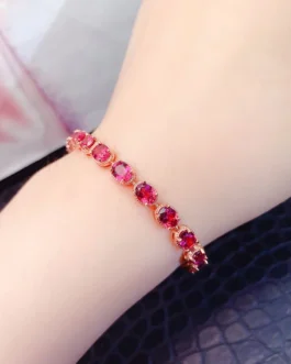Natural Garnet Charm Bracelet
