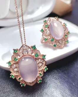 Natural Rose Quartz Elegant Jewelry Set