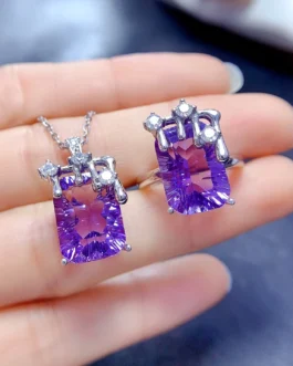 Natural Amethyst Special Cut Jewelry Set