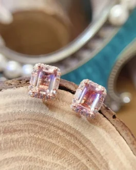 Natural Ametrine Halo Stud Earrings