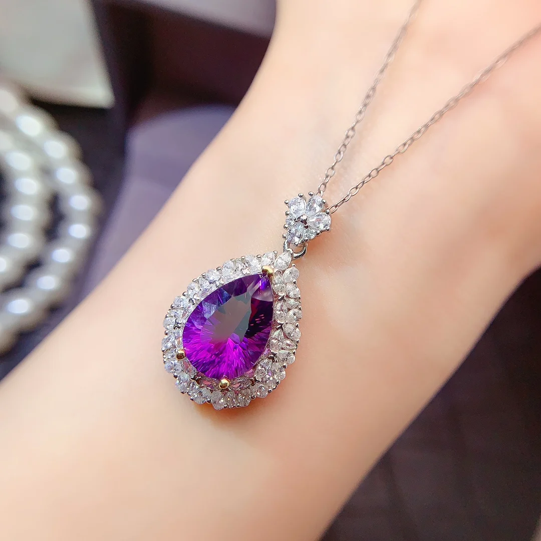 Natural Amethyst Teardrop Pendant - view 3