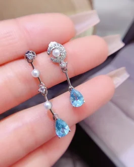 Natural Apatite Pear Drop Earrings