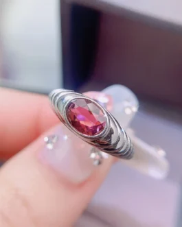 Natural Garnet East West Ring