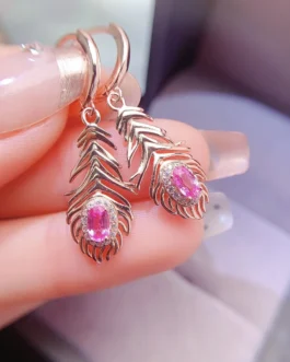 Natural Pink Sapphire Earrings